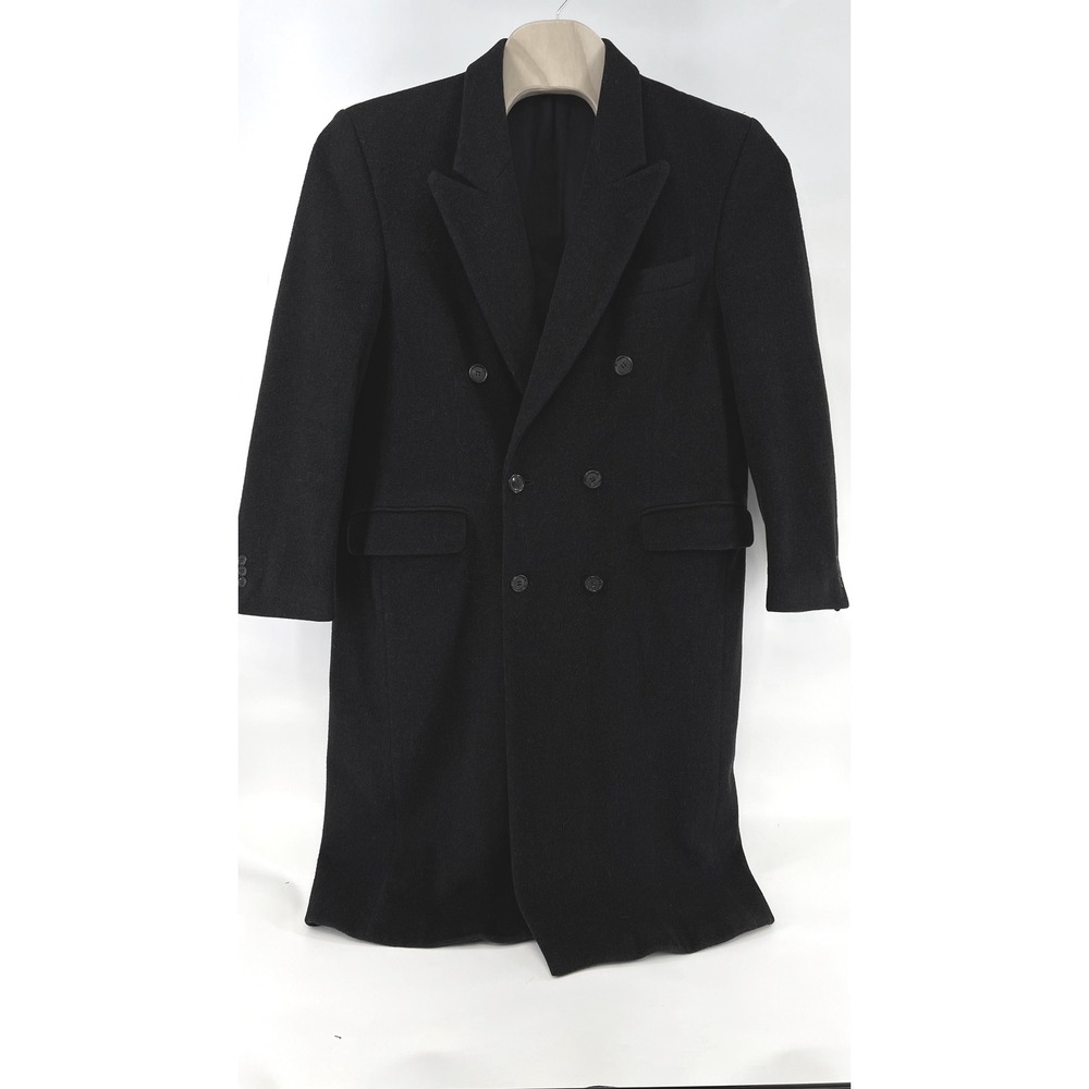John Ashford Men's‎ 40R 100% Wool Double Breasted Overcoat Topcoat Charcoal Gray - Picture 2 of 10